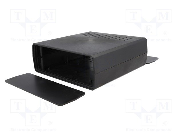 Plastmasas korpuss, 188x198x70mm, polistirens, melnā krasa, ar ventilāciju