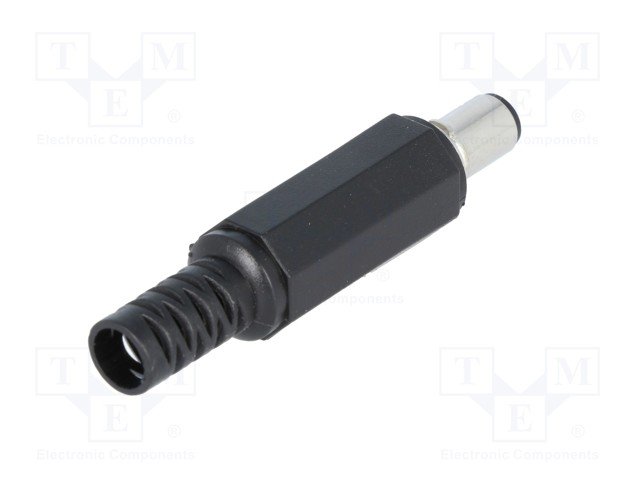 5.5x2.5mm, L=9.5mm, štekers, lodējams, uz vadu, ar amortizatoriu, taisns, ar atsperu iekšēju kontaktu, 2A/16VDC, CLIFF