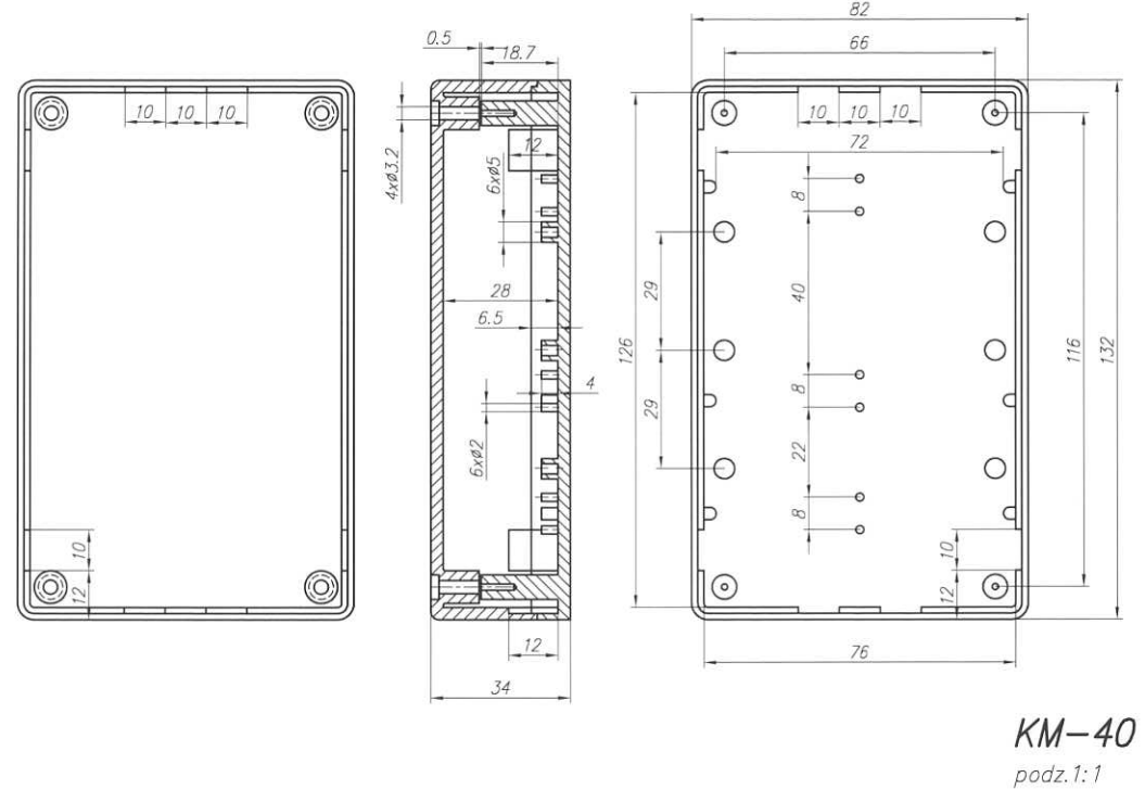 Plastmasas korpuss, 82x132x35mm, ABS, pelekā krasa