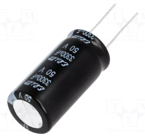 3300/50V, 105C, Ø18x35.5mm, ±20%, ondensators elektrolītisks, 2000h, Elite, ar lokaniem izvadiem