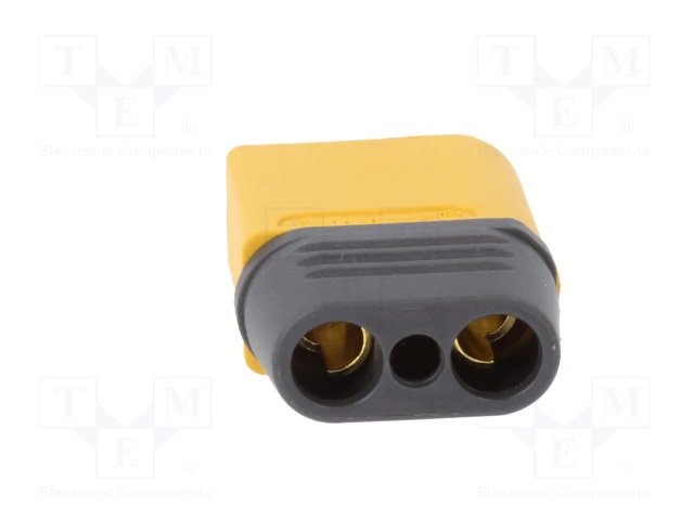 2Pin, XT90, "papa", 500V, 40A, 10AWG, lodejama vadam, pelēks korpuss