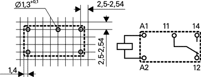 Relejs DC12V, SPDT, 5A/250VAC, 5A/30VDC, 685R(17mA), IP64, viens kontakts uz pārslēgšanu, 20x10x10mm, TE Connectivity