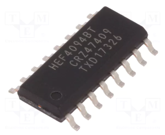 CD4094BT SMD Mikroshēma 8-Bit Shift Register/Latch with 3-STATE Outputs, 3...15VDC, SOP16