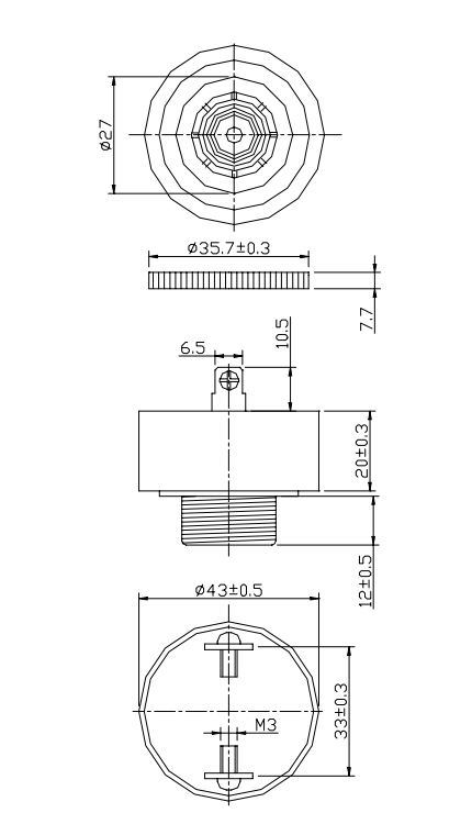 Zummers, 230VAC, 20mA, 2800Hz, 90dB, Ø43x29mm