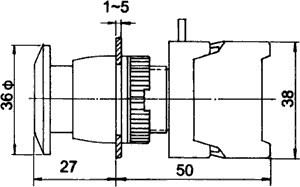 Paneļu slēdzejs, 22mm, 2 poz., OFF-(ON), (senite zaļš), IP65,3A/230VAC, divi kontakti uz sasl/atslēg.