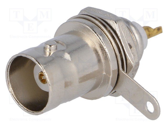 BNC ligzda, šasijai, neizolēts, taisns, 50Ω, uzskrūvējams, vītnes garums 6mm