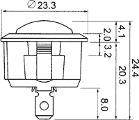 Gaismas diožu lampiņa 24V DC snap-in zala krasa