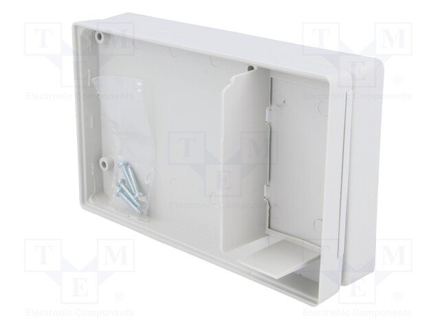 Plastmasas korpuss, 70x115x27mm, ABS, perforēts, baltā krasa, ar vāku baterija