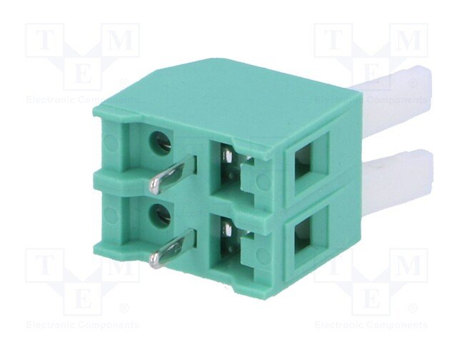 Terminal Blocks PCB, ar svīru fiksāciju, 2pin, 5mm, 0.5mm2, 250V/10A, 10x13x11.5mm