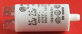 2.5/425VAC, ±5%, elektromotoru kondensators, klemes 6.3mm, 10000h, M8, Ø28x55mm