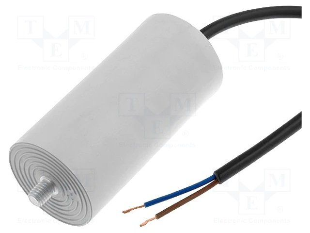 6.0/425V+cable elektromotoru kondensators, ±5%, Ø32x55mm, M8, 10000h, DUCATI ENERGIA