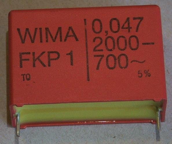 47nF/2000VDC, 700VAC, ±5%, polipropilēns kondensātors 37.5mm, 17x29x41.5mm, WIMA