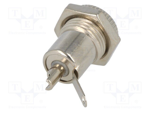 2.5*5.5mm, ligzda, skruvējamā (M11x1.0), matalisks, vadam, 2A/12VDC, uzgrieznis apakšpusē, NINIGI