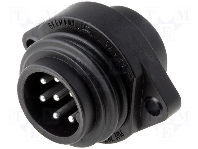 7Pin rūpņiecības savienotājs sasijai "papa" ligzda, 10A/250V, IP67, apaļš, serija CA