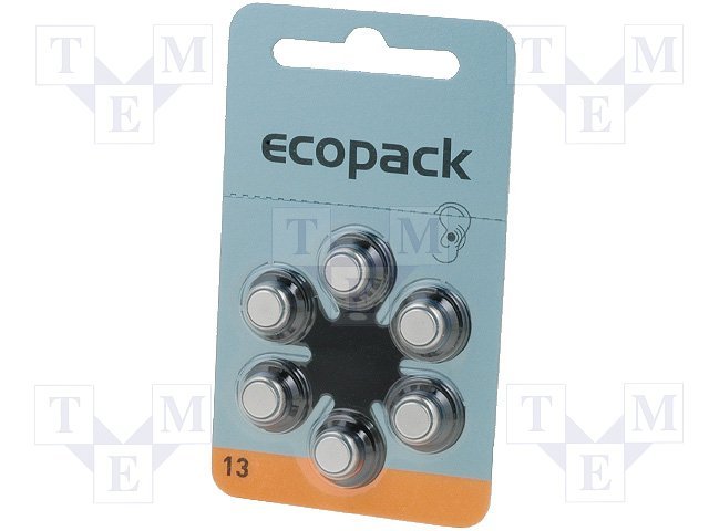 ZA13, zinc air (ZnO2), 1.4V, AC13, R754, Ø7.9x5.4mm, 270mAh, baterija 1.5gr