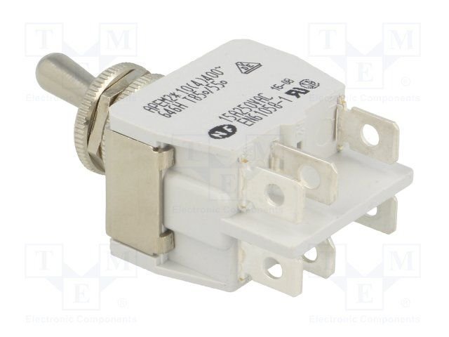 Tumblers, DPDT, ON-ON, 15A/250VAC, 15A/12VDC, lodēšanai, M12, 29.5x14x15mm, APEM, ar fiksaciju