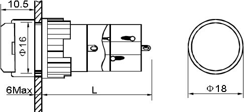 Poga SPDT, ON-ON, 3A/250VAC, 2A/24VDC, IP40, M16, ar apg. LED230ВAC/DC, lodējamie kontakti, dzeltenā krasa, ar fiksaciju