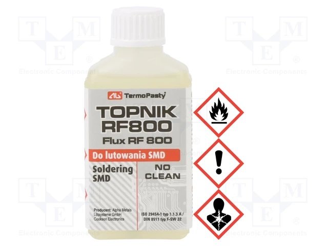 Fluss "RF800", SMD, 50mL, šķidrums, aktiveta kalofonija, No Clean, ar birstiņu