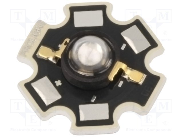Ultra spožas gaismas diode, 3W, STAR, 2...3.25V/700mA, 99.6-113.6lm, 130grad., sarkana krasa