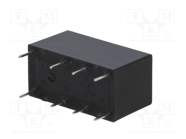Relejs DC5V, DPDT, 2x1A/125VAC, 2x2A/30VDC, 125R(40mA), divi kontakti uz pārslēgšanu, 20.2x10x11.5mm, HONGFA RELAY