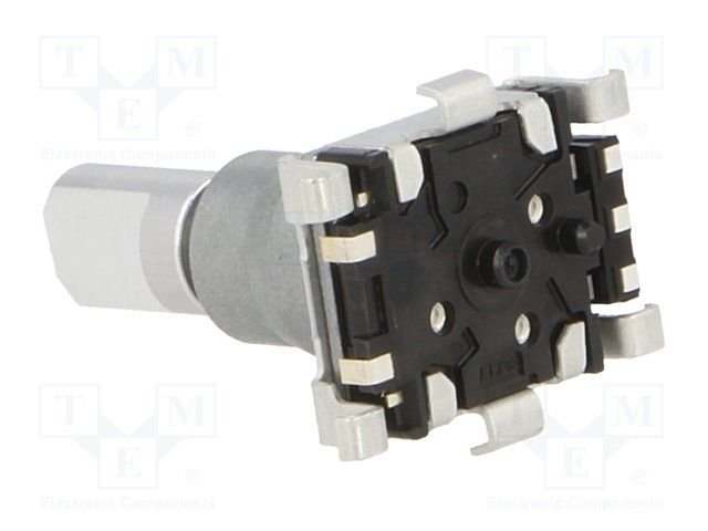 Enkoders, 15imp/revol., 11.7x12, L=20mm, SMD, metala rokturis D=6mm, vertīkals, divas fazas A un B bez fiksācijas, bez vītnes