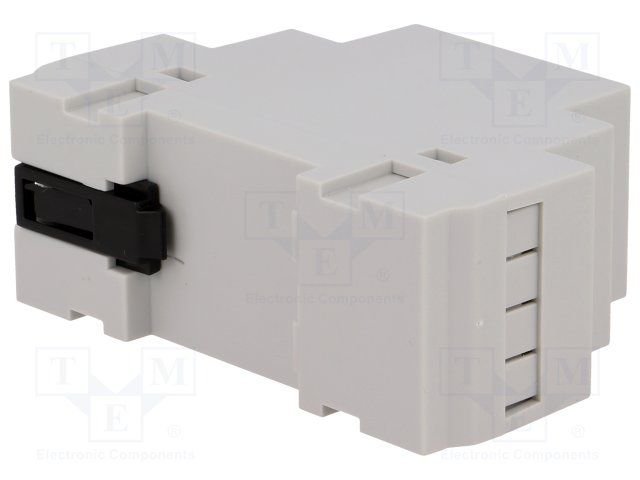 Plastmasas korpuss, 35x90x65mm, polistirens, for DIN rail mounting, peleka krasa