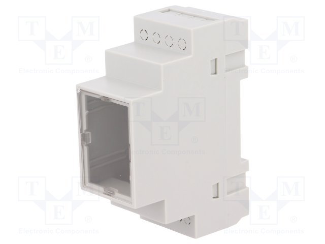 Plastmasas korpuss, 35x90x65mm, polistirens, for DIN rail mounting, peleka krasa