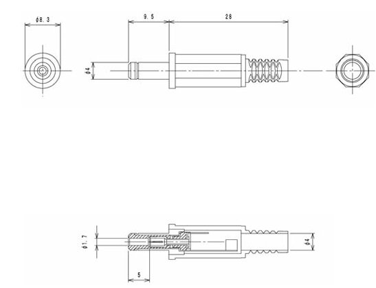 4.0x1.7mm, L=9.5mm, štekers, lodējams, uz vadu, ar amortizatoru, LUMBERG