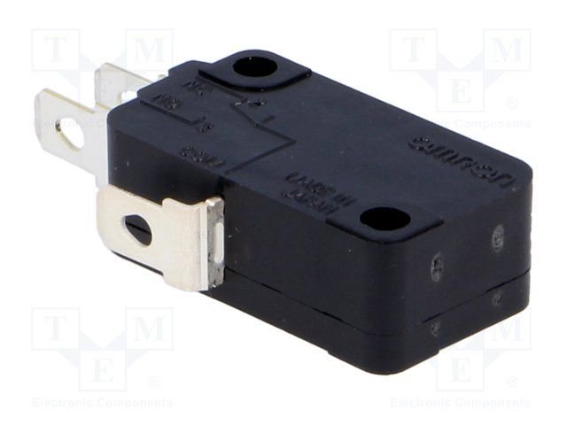 Mikropārslēdzējs bez sviras, SPDT, ON-(ON), 5A/250VAC, IP40, 27.8x10.3x15.9mm, viens kontakts uz parslēgšanu, OMRON