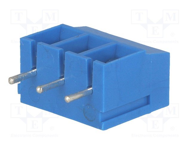 Terminal Blocks PCB, ar skrūvēm, 3pin, 5mm, 2.5mm2, 250V/16A, 12.5x9x15mm, zila krasa