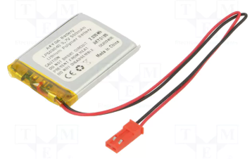 Akumulators Li-pol, 3.7V/550mAh, konn+sock2.54*2pins, 5.0x30x40mm