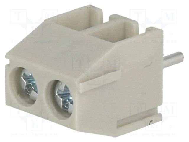 Terminal blocks PCB, 2pin, 3.5mm, 0.5...1.5mm2, 300V/10A, 8.4x7x6.8mm, leņķisks, peleks