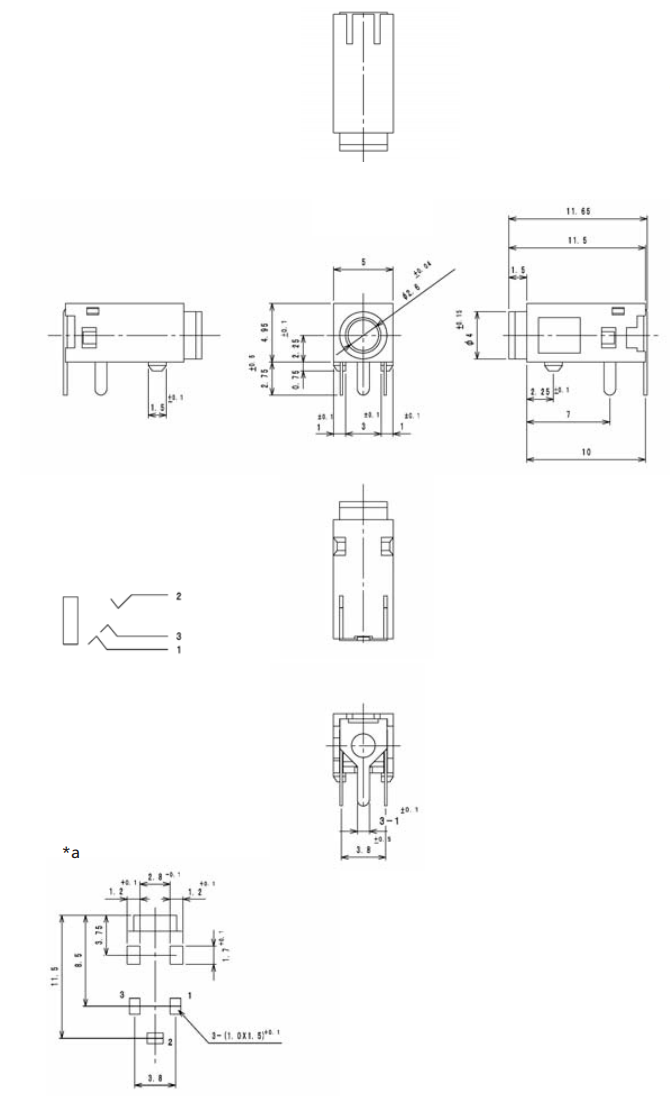 2.5mm ligzda, mono, plastmasas, THT, LUMBERG