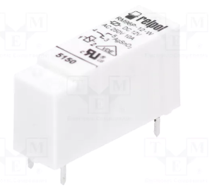 Relejs DC12V, SPDT, 8A/250VAC, 8A/24VDC, 660R(18.2mA), viens kontakts uz pārslēgšanu(AgSnO2), 30x16.2x10mm, RELPOL