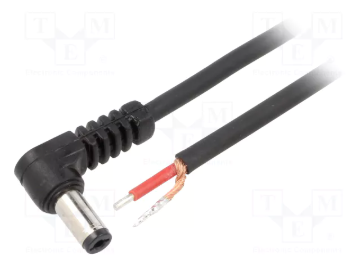 5.5*2.1mm, L=10mm, leņķisks štekers, 100V/5A, 1mm2, ar vadu 1.5m