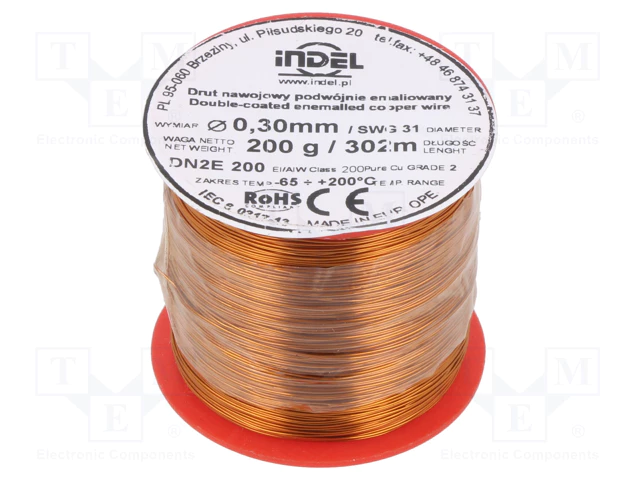 DNE0.30/0.20 Vads tinuma emaljēts 0.30mm, 302m/200gr.