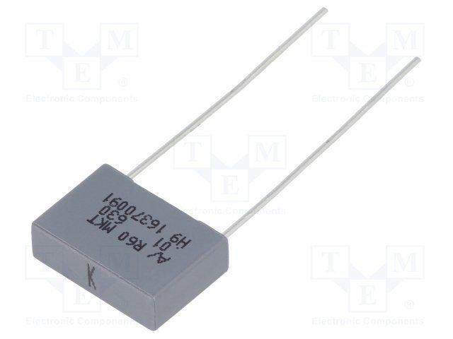 10nF/630VDC, 220VAC, ±10%, plēves, poliefirs kondensators, 10mm, 13x4x9mm, KEMET