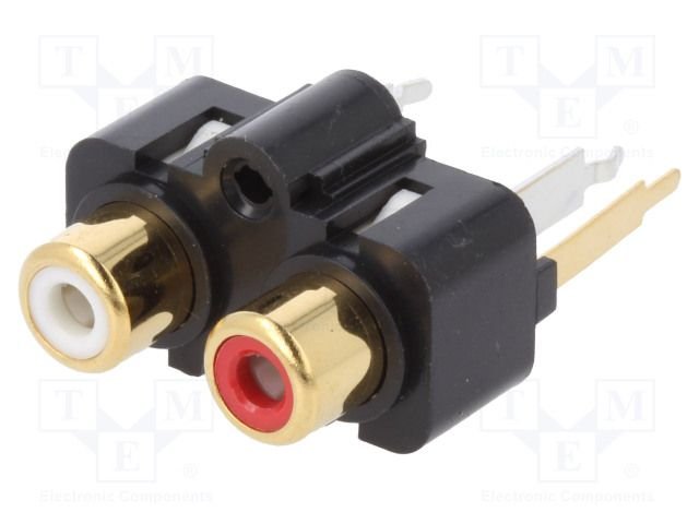2RCA ligzda uz šasijai, viena rinda, taisnais
