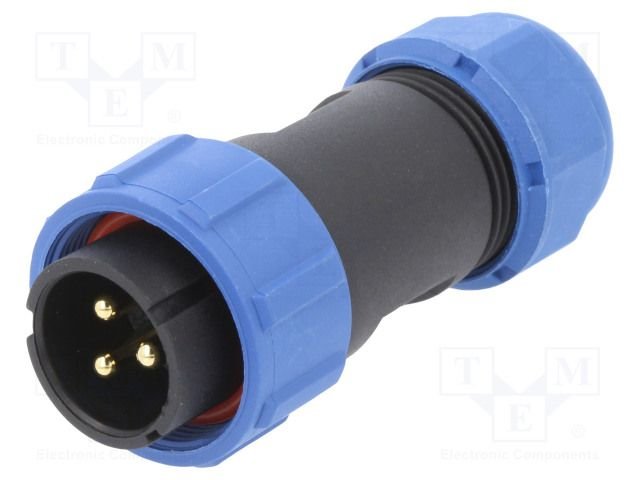 3Pin rūpņiecības savienotājs "papa spraudis + mama ligzda ar vaciņu", 5A/500V, IP67, lodešanai