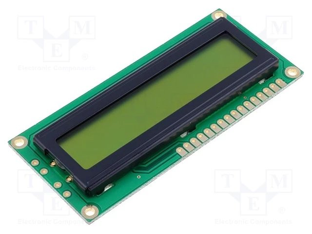 Šķidrā kristala displejs 16x1, STN Positive, kontakti no lejem, 80x36x12.7mm, HD44780 or equivalent