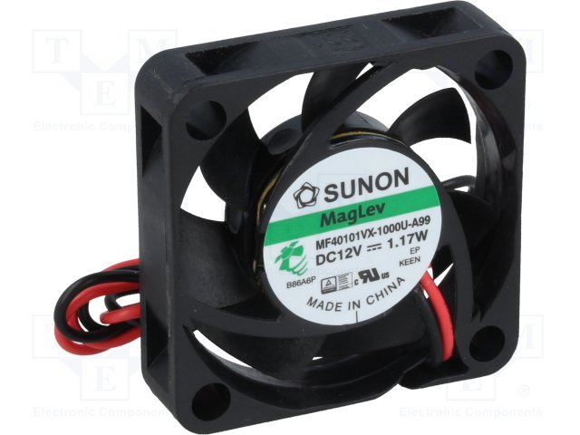 40x40x10mm, DC12V, MagLev, 16.73m3/h, 31.4dBA, 8500RPM, 1.05W, Ventilators