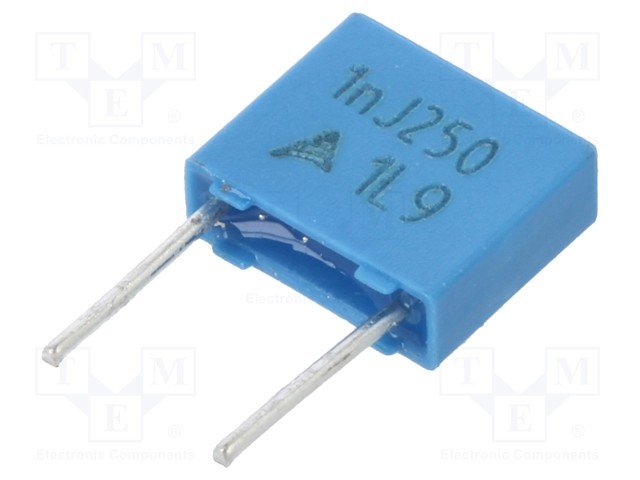 1nF/250VDC, 160VAC, ±5%, poliesters kondensātors, 5mm, 2.5x6.5x7.2mm, EPCOS
