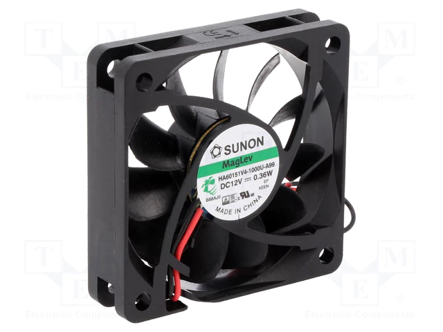 60x60x15mm, DC12V, ritgultnis, 21.46m3/h, 14.5dBA, 2800RPM, 0.27W, Ventilators