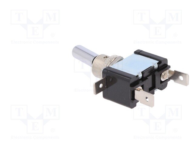 Tumblers, SPST, OFF-ON, 20A/12VDC, LED12VDC, sarkans, 6.3x0.8mm, M12, 28.6x16x19.9mm, poliamids, CSI, ar fiksaciju