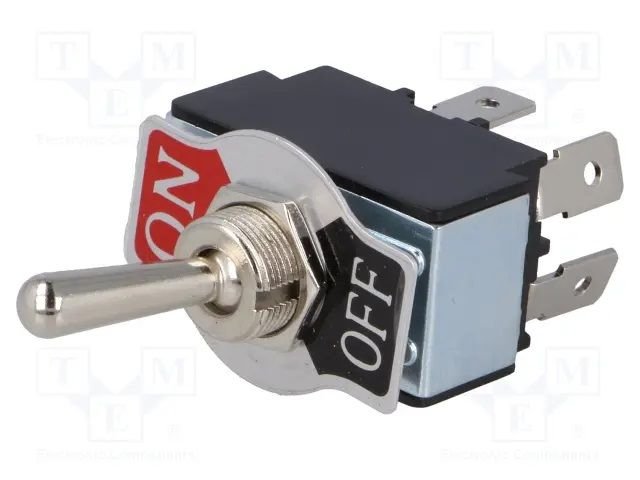 Tumblers, DPST-NO, OFF-ON, 20A/12VDC, konektori 6.3mm, M12, 32.2x19x19mm, ar fiksaciju