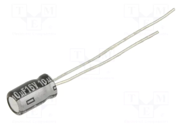 10/16V 105C, Ø4x7mm, ±20%, Kondensators elektrolītisks, 1000h, PANASONIC, ar lokanien izvadiem