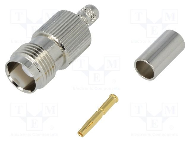 TNC ligzda, uz vadu RG-58, CRIMP, ar centrālā  "Mama", AMPHENOL
