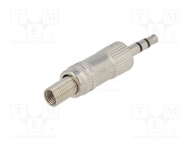 3.5mm štekers, stereo, metālisks, uz vadu, ar amortizatoru
