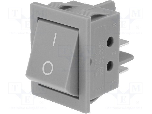 Taustiņslēdzis DPST, ON-OFF, 15A/250VAC, 26x34.0mm, (--O), pēlekā krasa, ar fiksāciju
