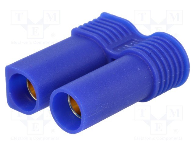 2Pin, EC5, "mama", lodējama vadam, 500V, 40A, 10AWG(5.26mm2), zila krasa, gold flash